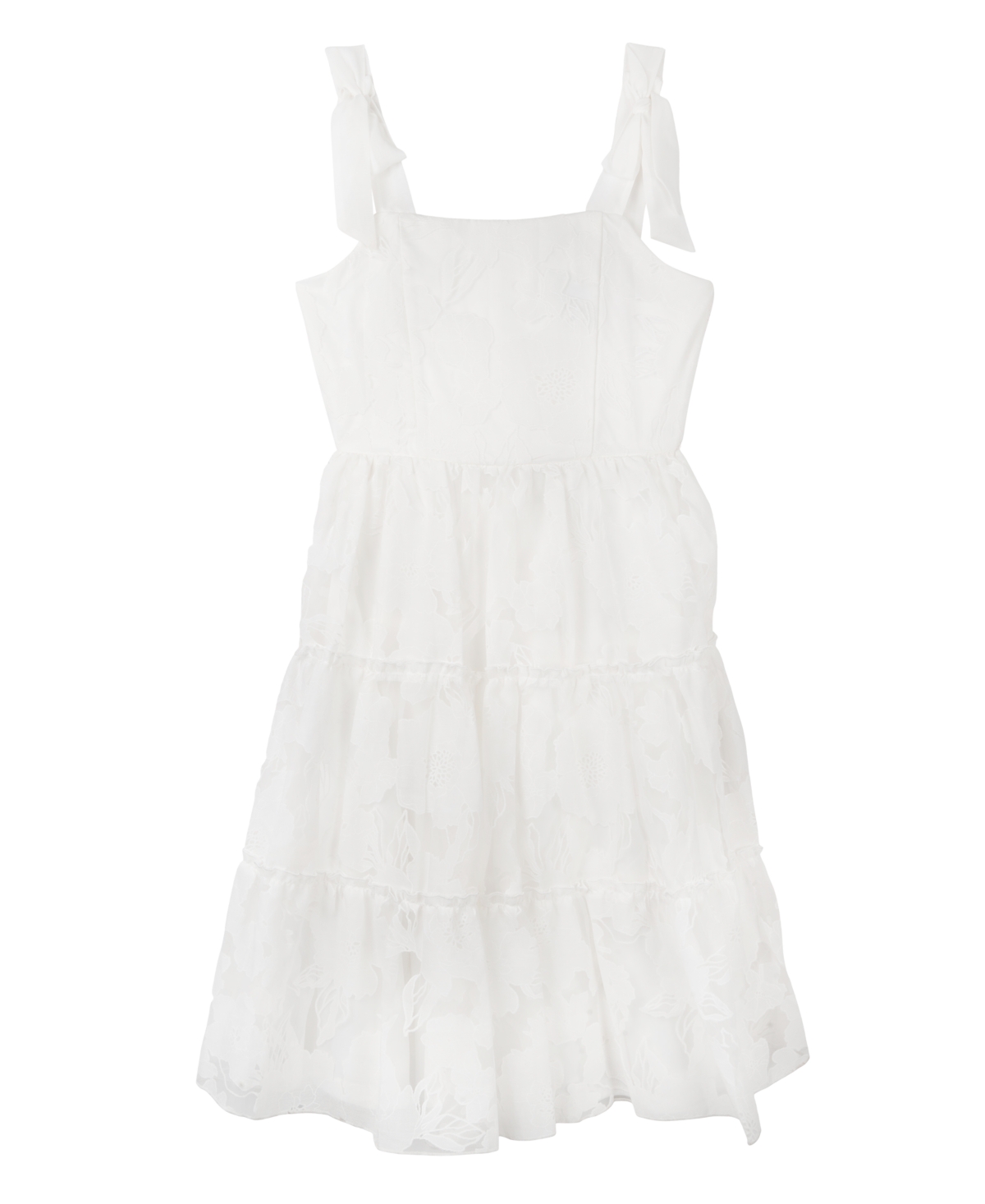 Shop Rare Editions Big Girls Floral Burnout Organza Dress In White