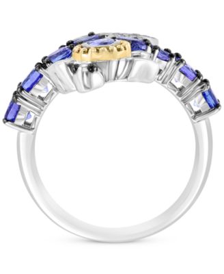 EFFY&reg; Tanzanite (1-3/8 ct. t.w.) & Diamond (1/20 ct. t.w.) Starfish & Sea Turtle Bypass Ring in Sterling Silver & Gold-Plate