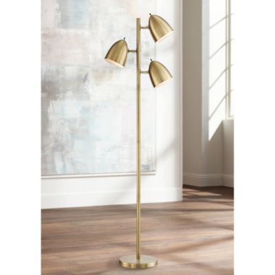 Aaron Mid Century Modern Tree Floor Lamp 64" Tall Aged Brass 3 Light Adjustable Dome Shade for Living Room Reading Bedroom Office House