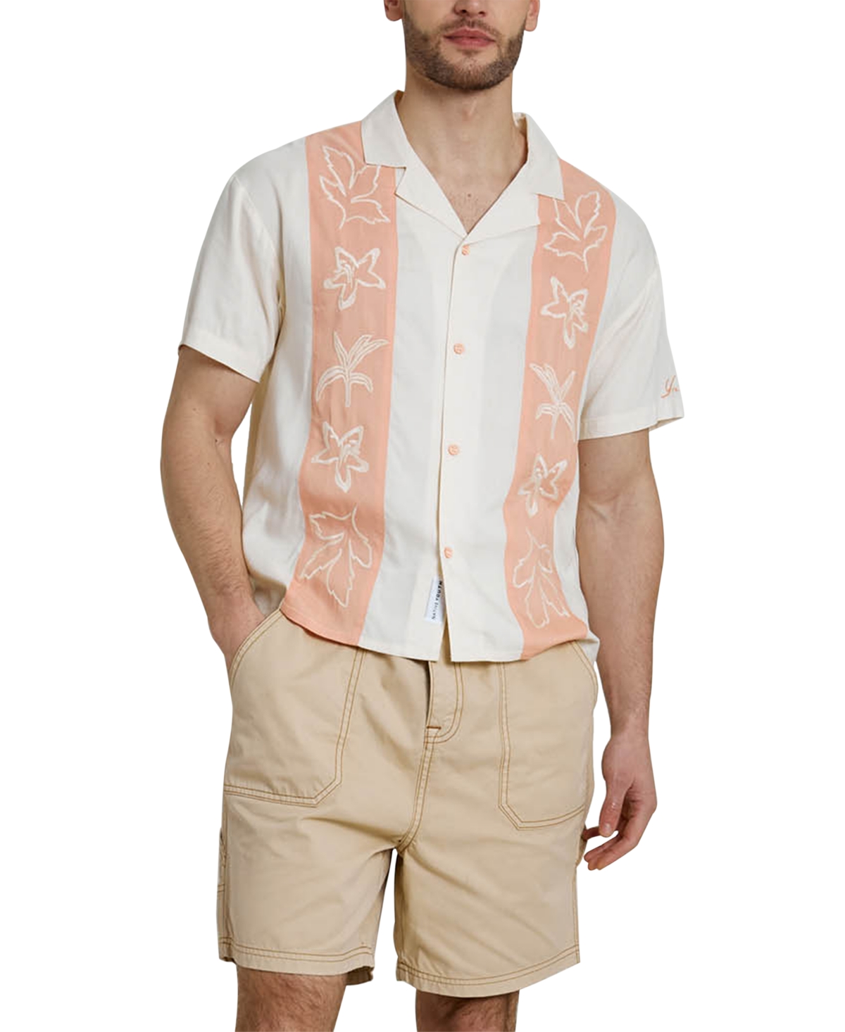 Men's Boxy-Fit Floral Graphic Shirt - Peach