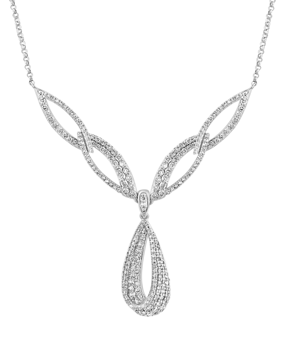 Effy Collection Effy Diamond Teardrop Fancy 17" Collar Necklace (2-1/5 Ct. T.w.) In 14k White Gold In White Gold