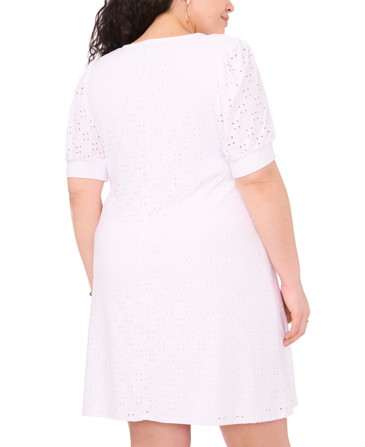 Shop Msk Plus Size Eyelet A-line Dress In True White