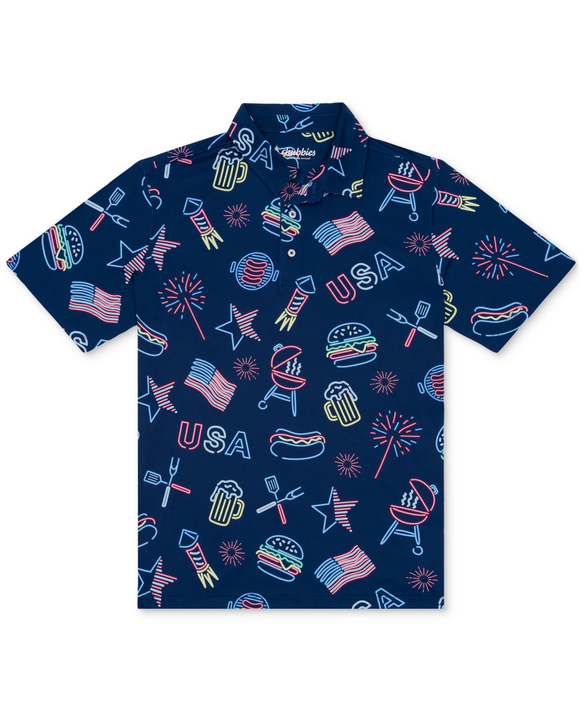 Shop Chubbies Men's Slim Fit Patriotic Short Sleeve Performance 2.0 Polo Shirt In Navy