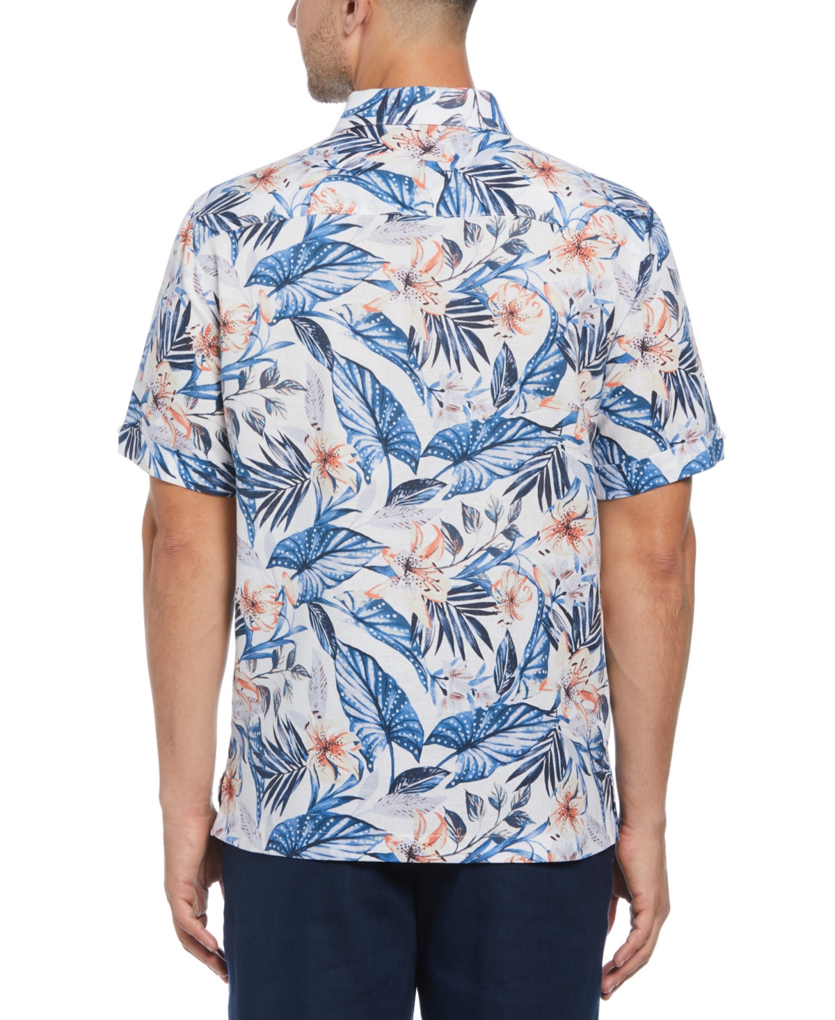 Shop Cubavera Men's Tropical Floral-print Linen Blend Shirt In Brilliant