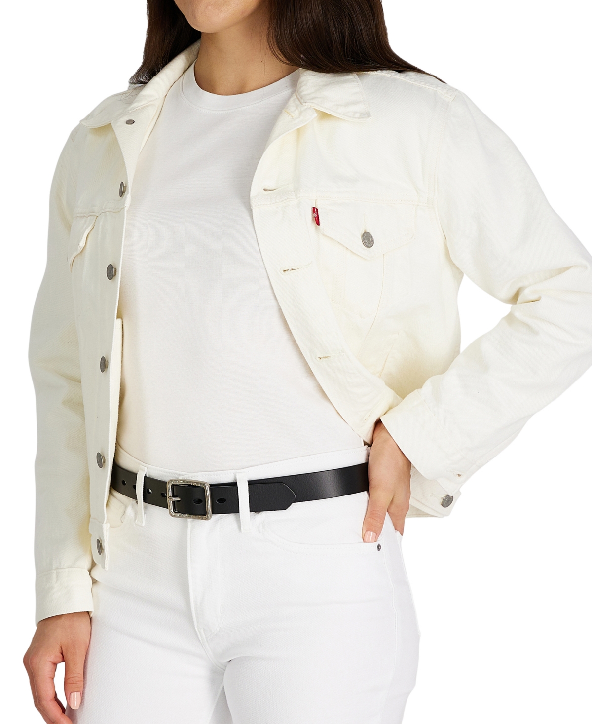 Levi's Women's Hammered Center Bar Buckle Casual Leather Belt