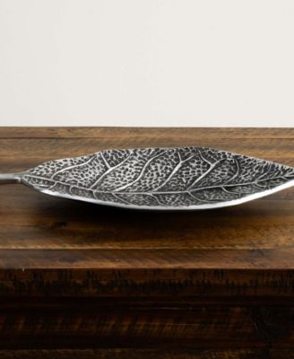 16in. Antique Leaf Decorative Accent Tray