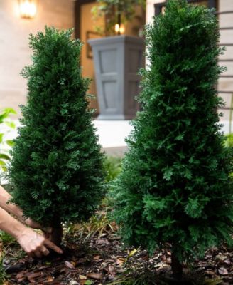 3ft. UV Resistant Artificial Cedar Plant with Integrated Ground Stake Indoor/Outdoor - Set of 2