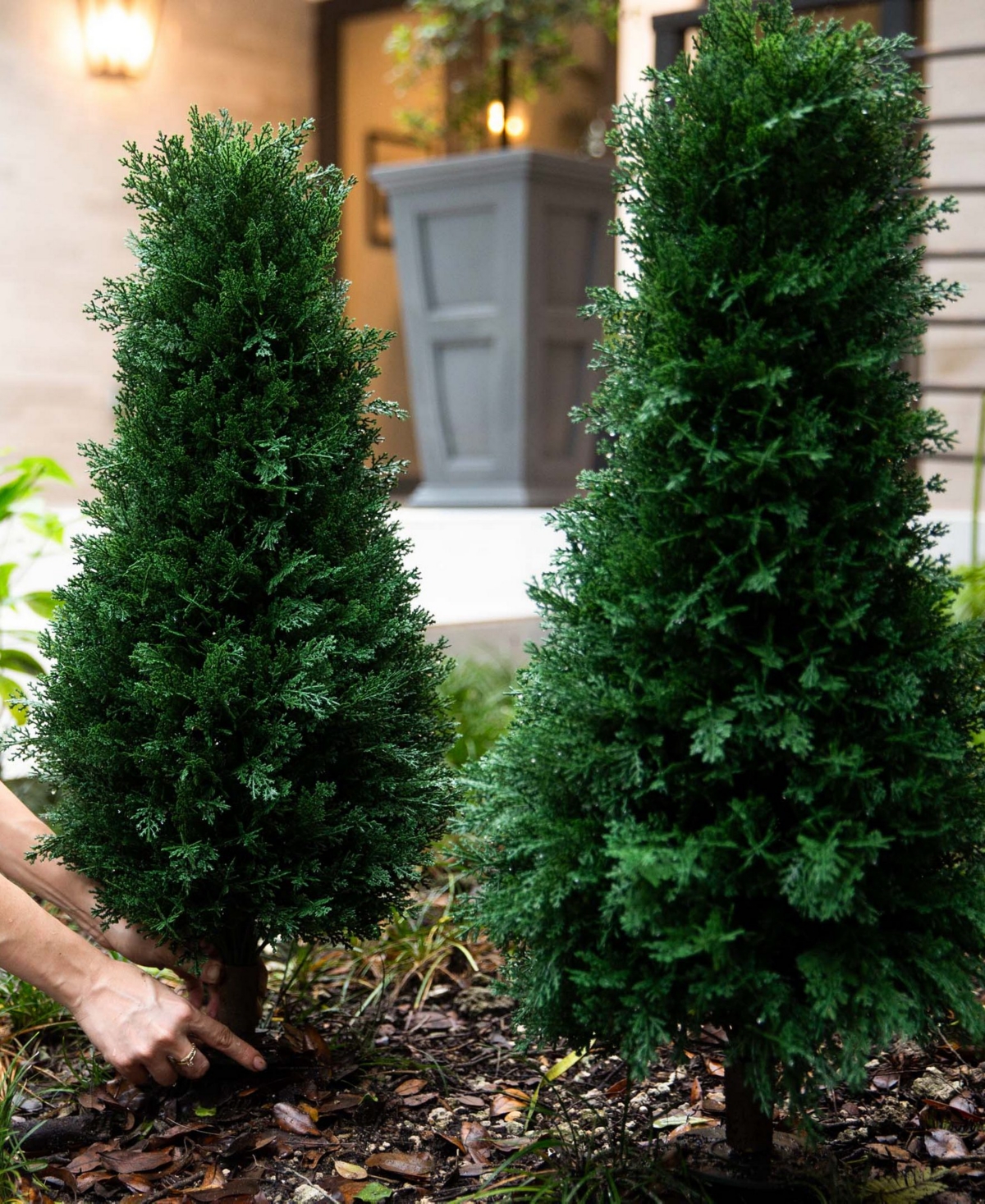 Shop Nearly Natural 3ft. Uv Resistant Artificial Cedar Plant With Integrated Ground Stake Indoor/outdoor In Green