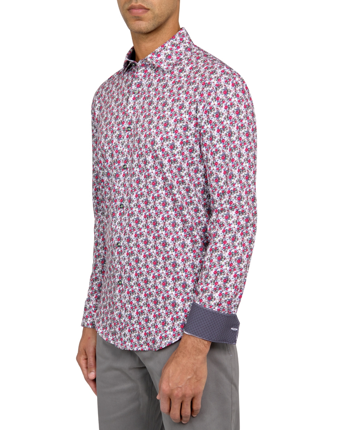 Shop Society Of Threads Men's Micro-floral Performance Stretch Shirt In Multi