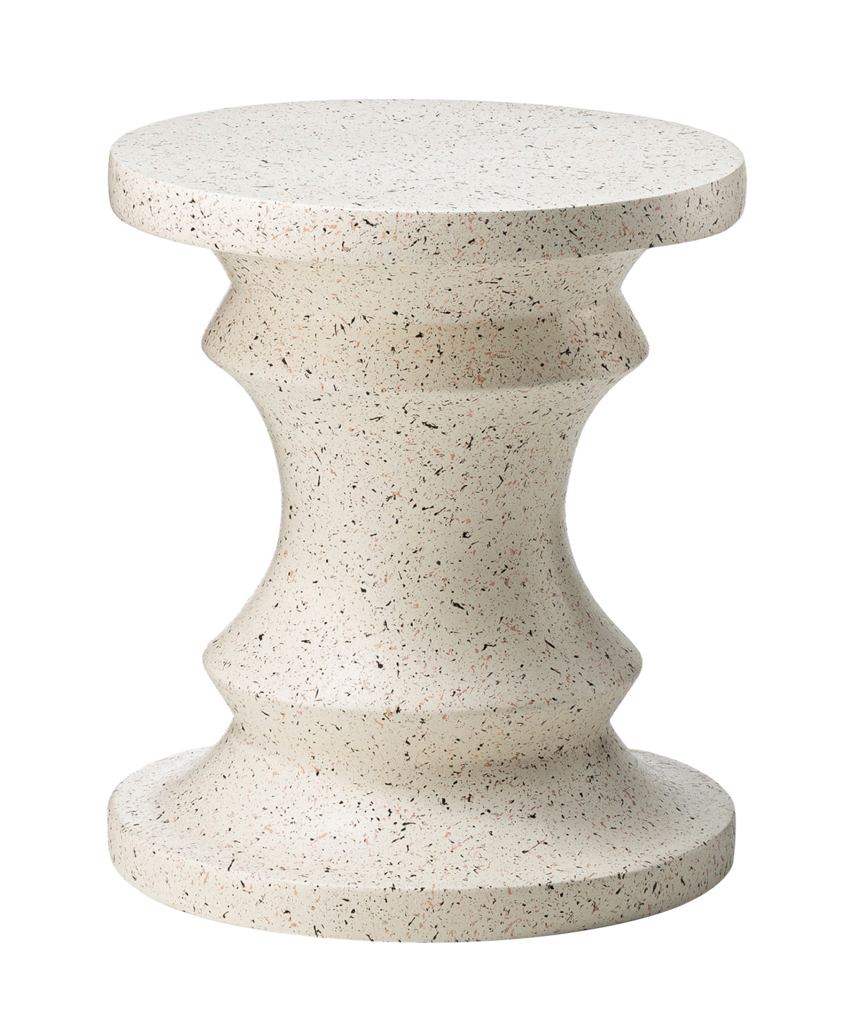 Multi-functional Faux Terrazzo Chess Garden Stool or Planter Stand or Accent Table - White