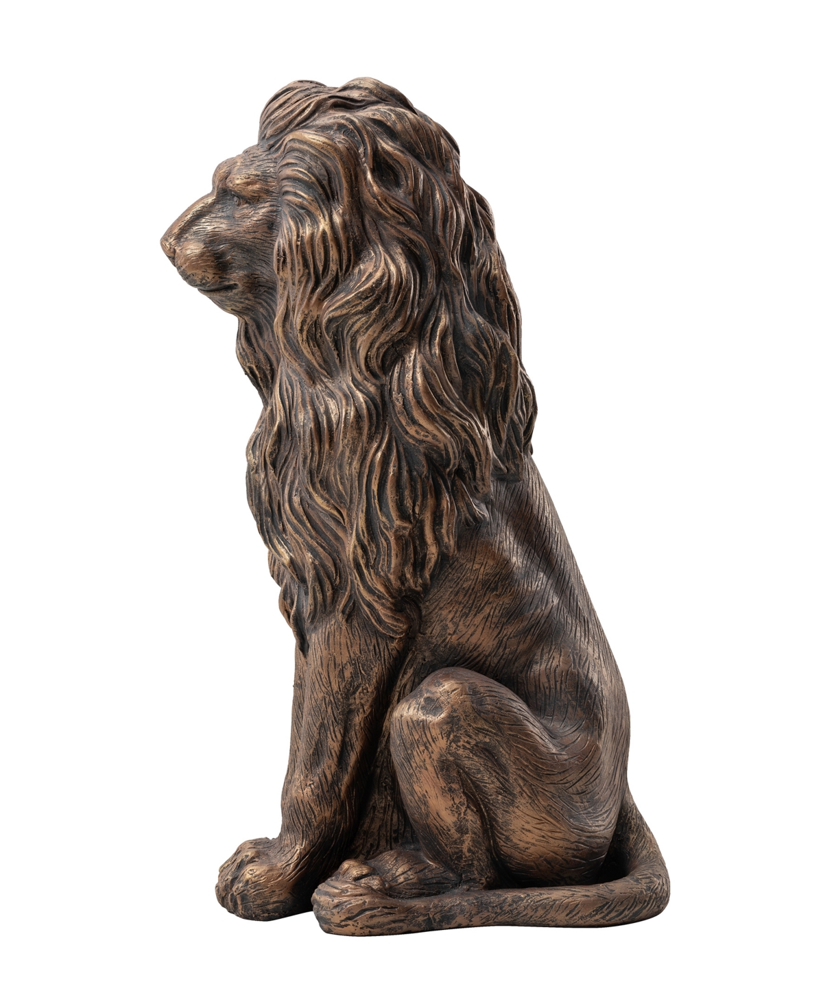 Glitzhome Oversized Bronze Sitting Lion Garden Statue In Bronze