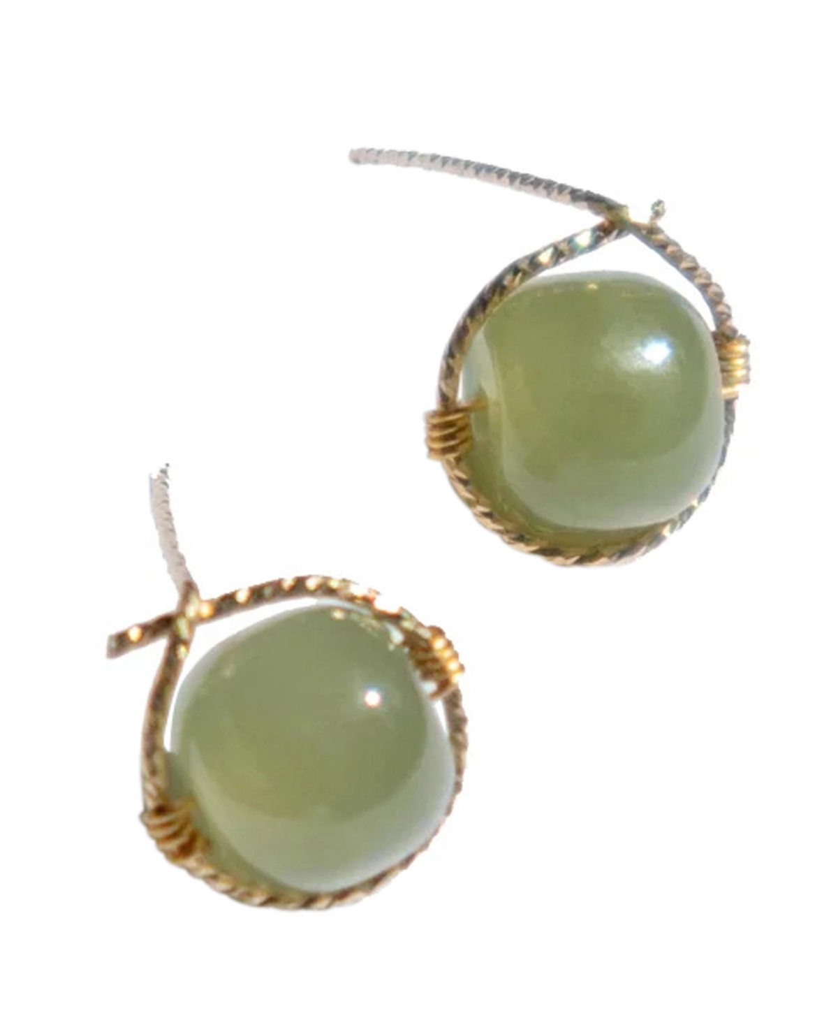 Sydney - Green jade bead stud earrings - Green