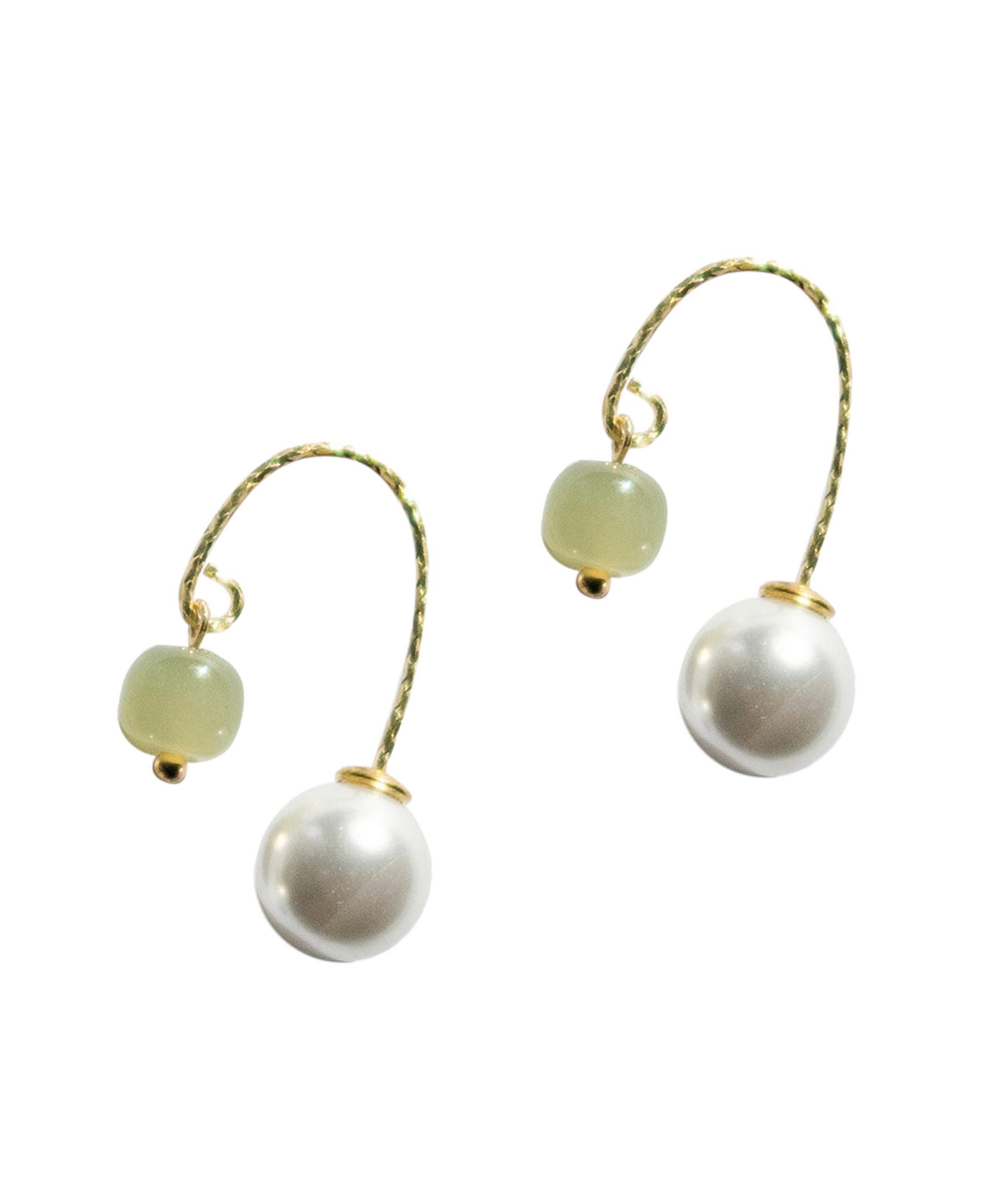 Ana - Pearl jade thread earrings - Green