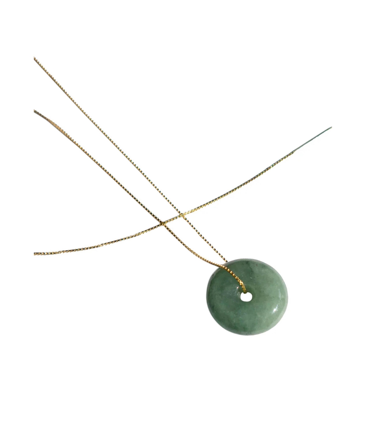 Button - Green jade pendant necklace - Green