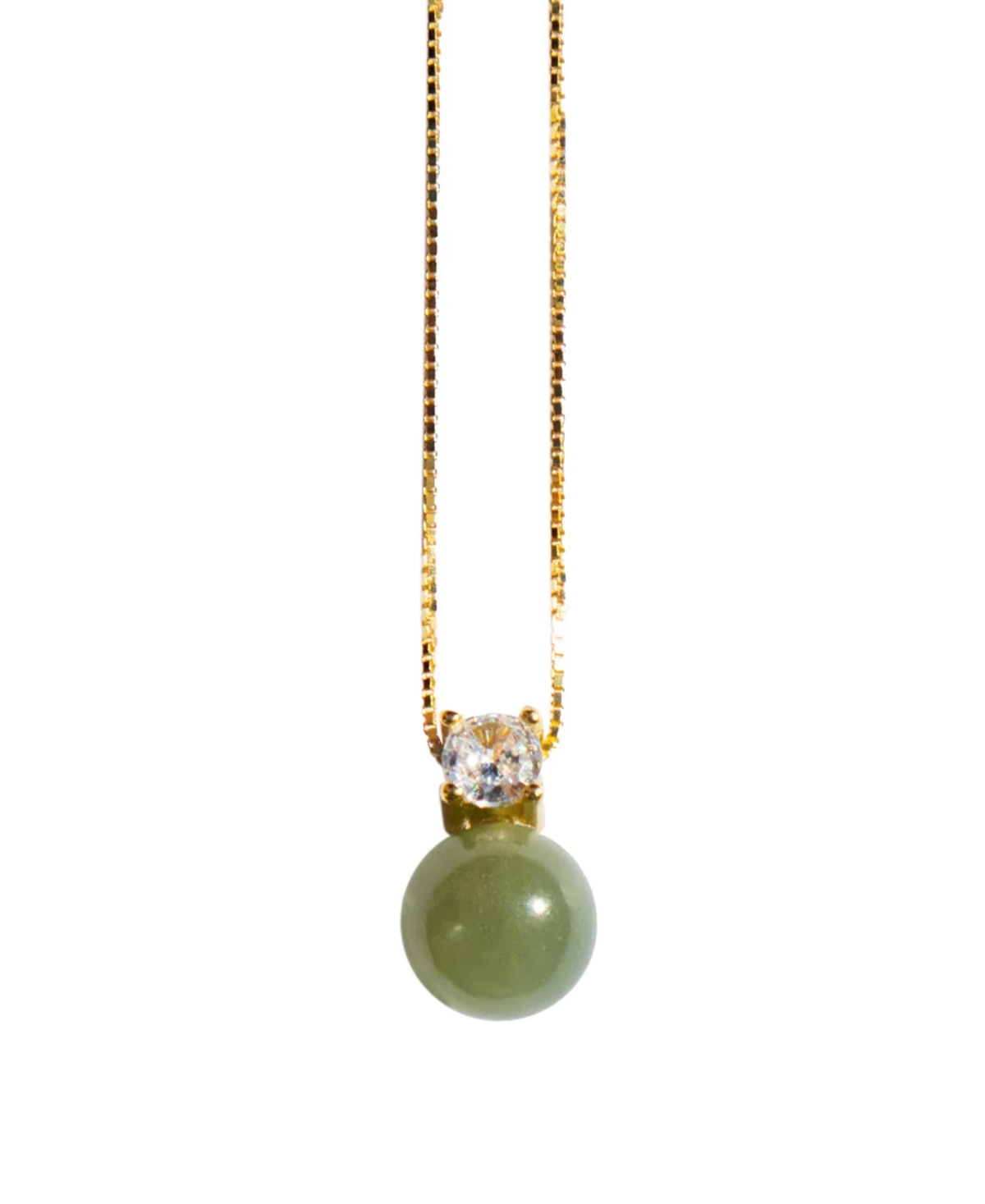 Esther - Green jade and zircon necklace - Green