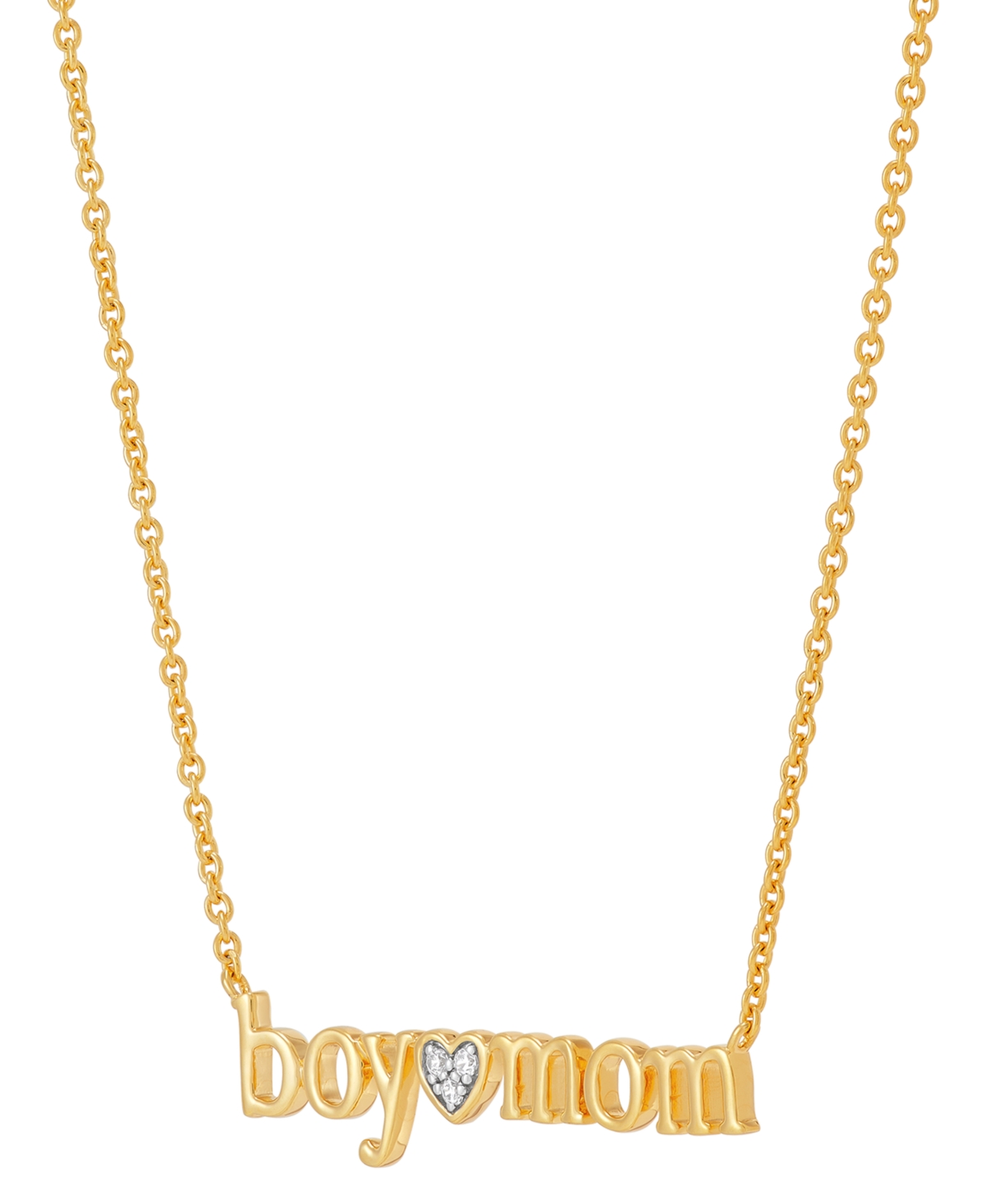 Diamond Accent Boy Mom Pendant Necklace in Sterling Silver or 14k Gold-Plated Sterling Silver, 16