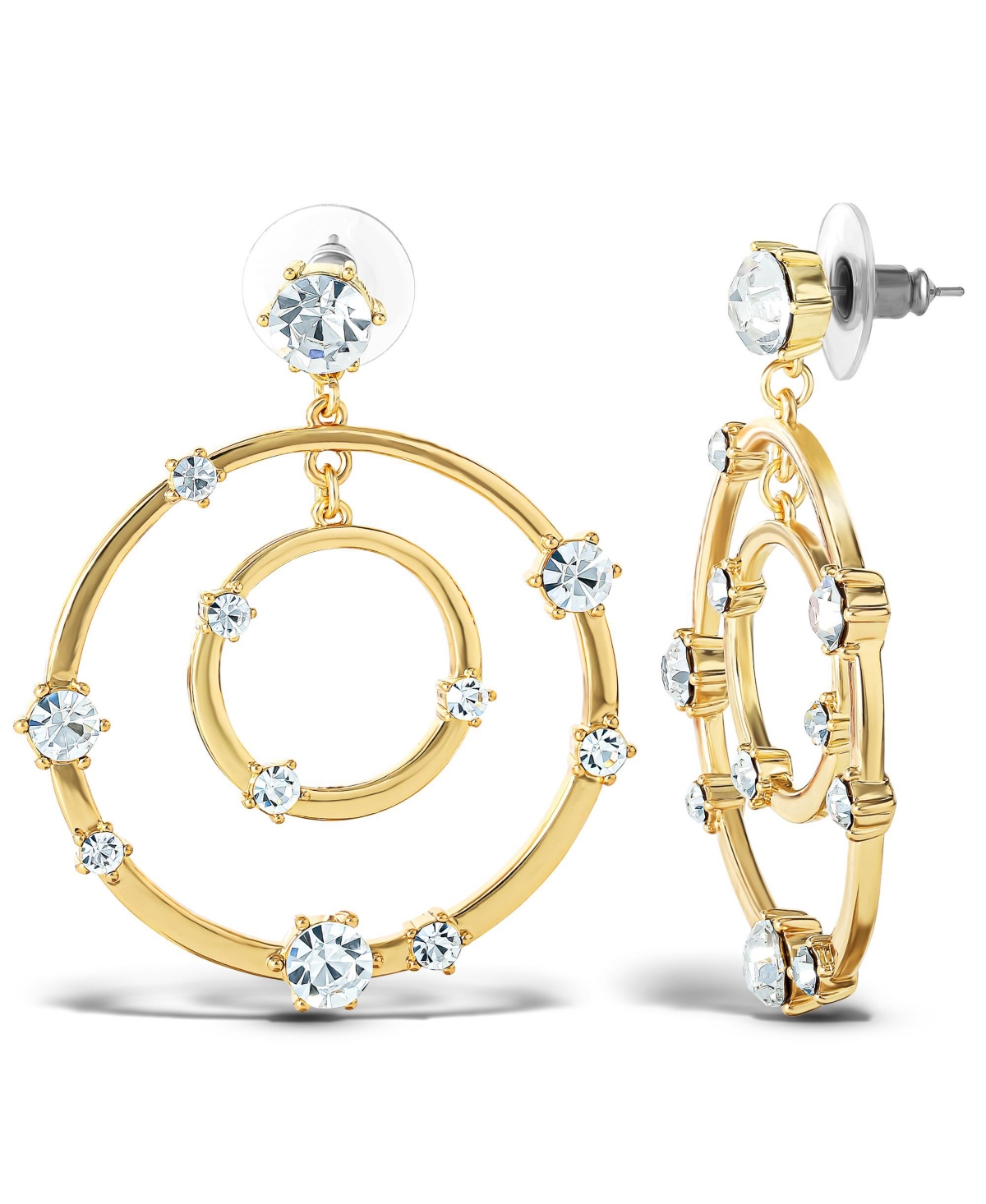 Women's Orbital Crystal Drop Earrings - Gold-Tone Hoop Earrings - Gold