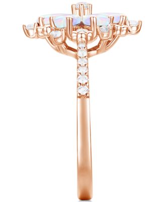 Lab-Grown Emerald (7/8 ct. t.w.) & Lab-Grown White Sapphire (1/8 ct. t.w.) Flower Ring in 14k Gold-Plated Sterling Silver (Also in Additional Gemstones)