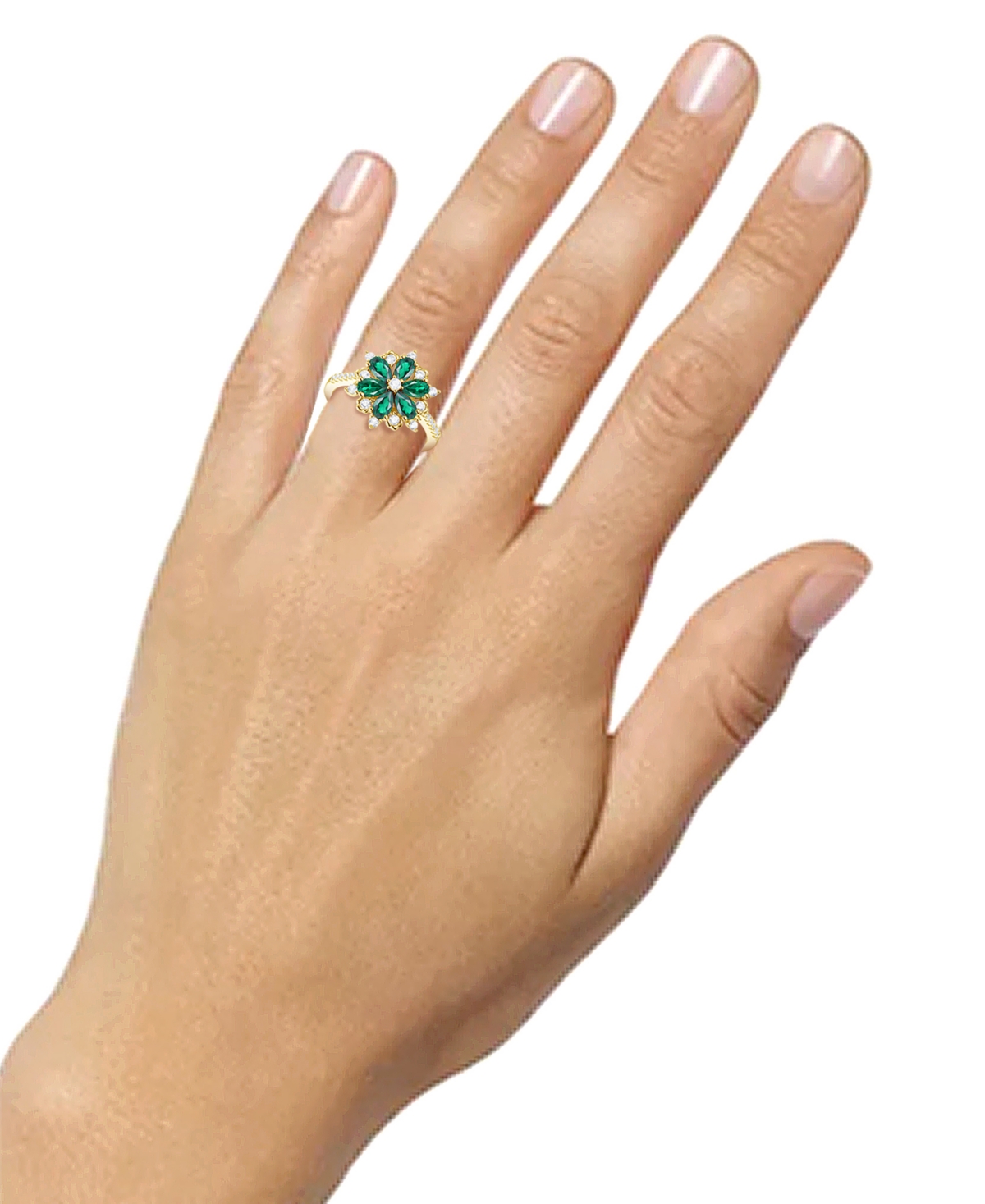 Lab-Grown(7/8 ct. t.w.) & Lab-Grown White Sapphire (1/8 ct. t.w.) Flower Ring in 14k Gold-Plated Sterling Silver (Also in Additional Gemstone