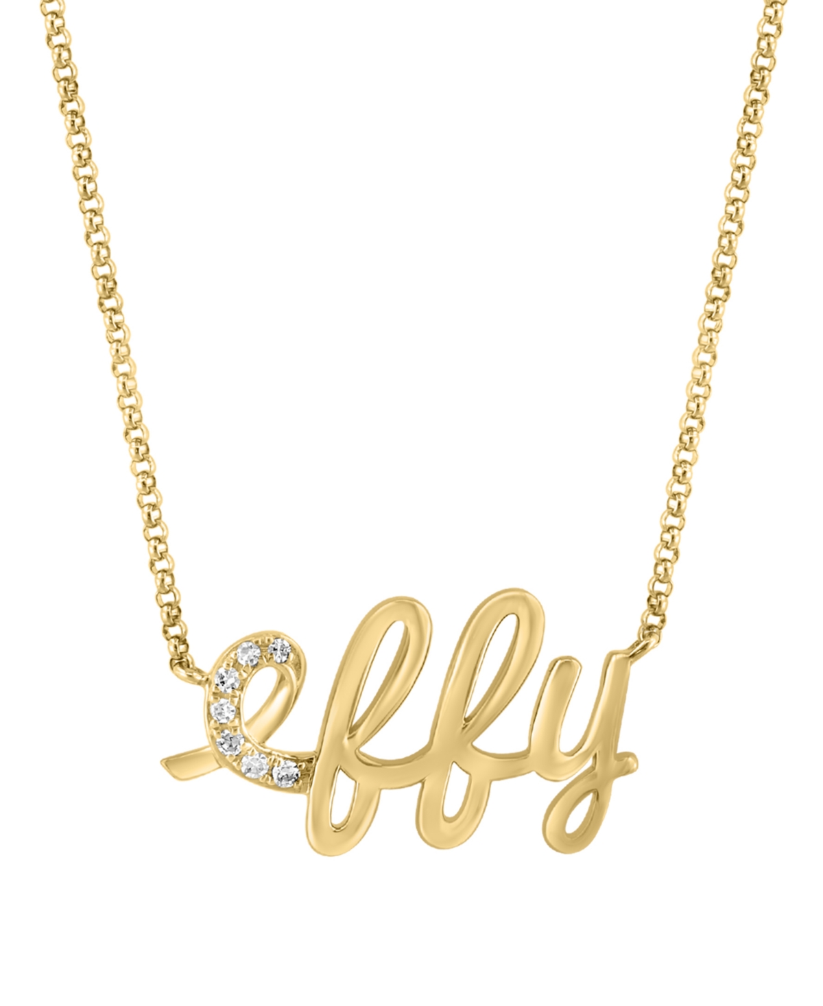 Effy Collection Effy Diamond Logo 18" Pendant Necklace (1/20 Ct. T.w.) In 14k Gold In Yellow Gol