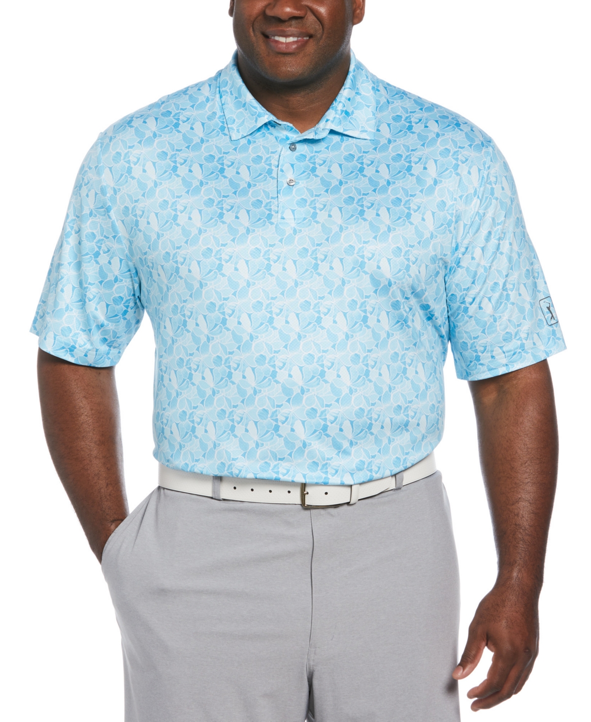Men's Big & Tall Stretch Moisture-Wicking Floral Golf Polo Shirt - Paisley Pu