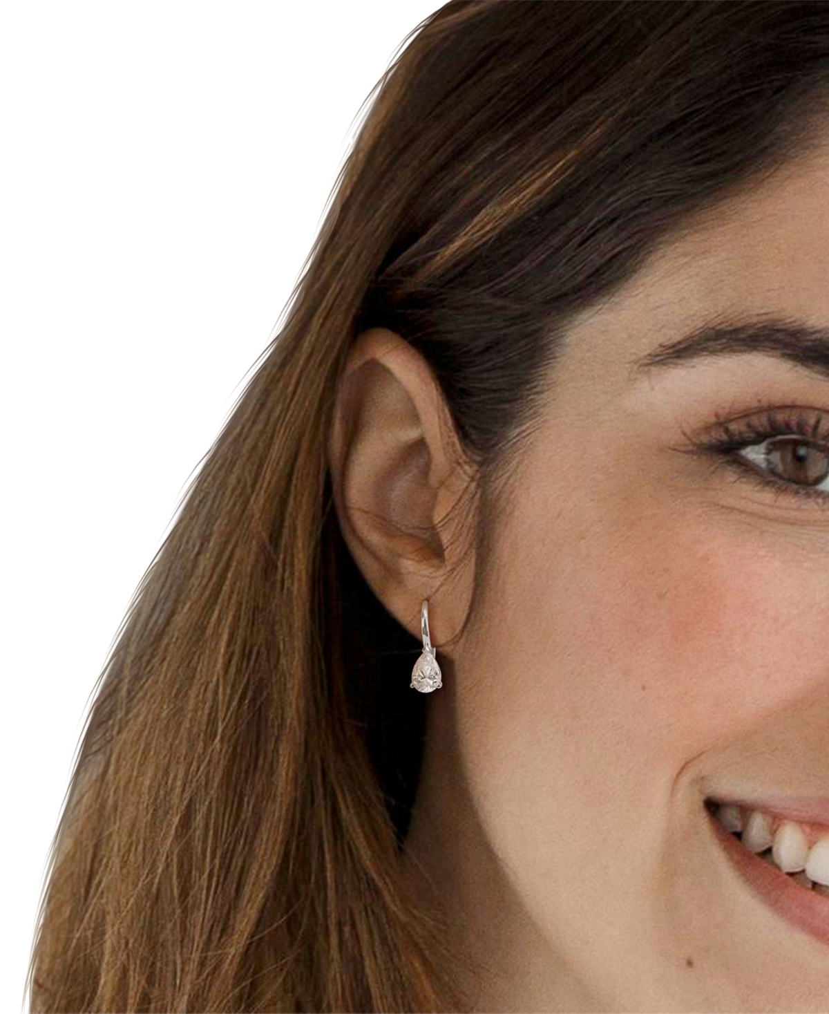 Macy's Moissanite Pear Shape Leverback Earrings (3 Ct. T.w.) In Sterling Silver In Moissanite