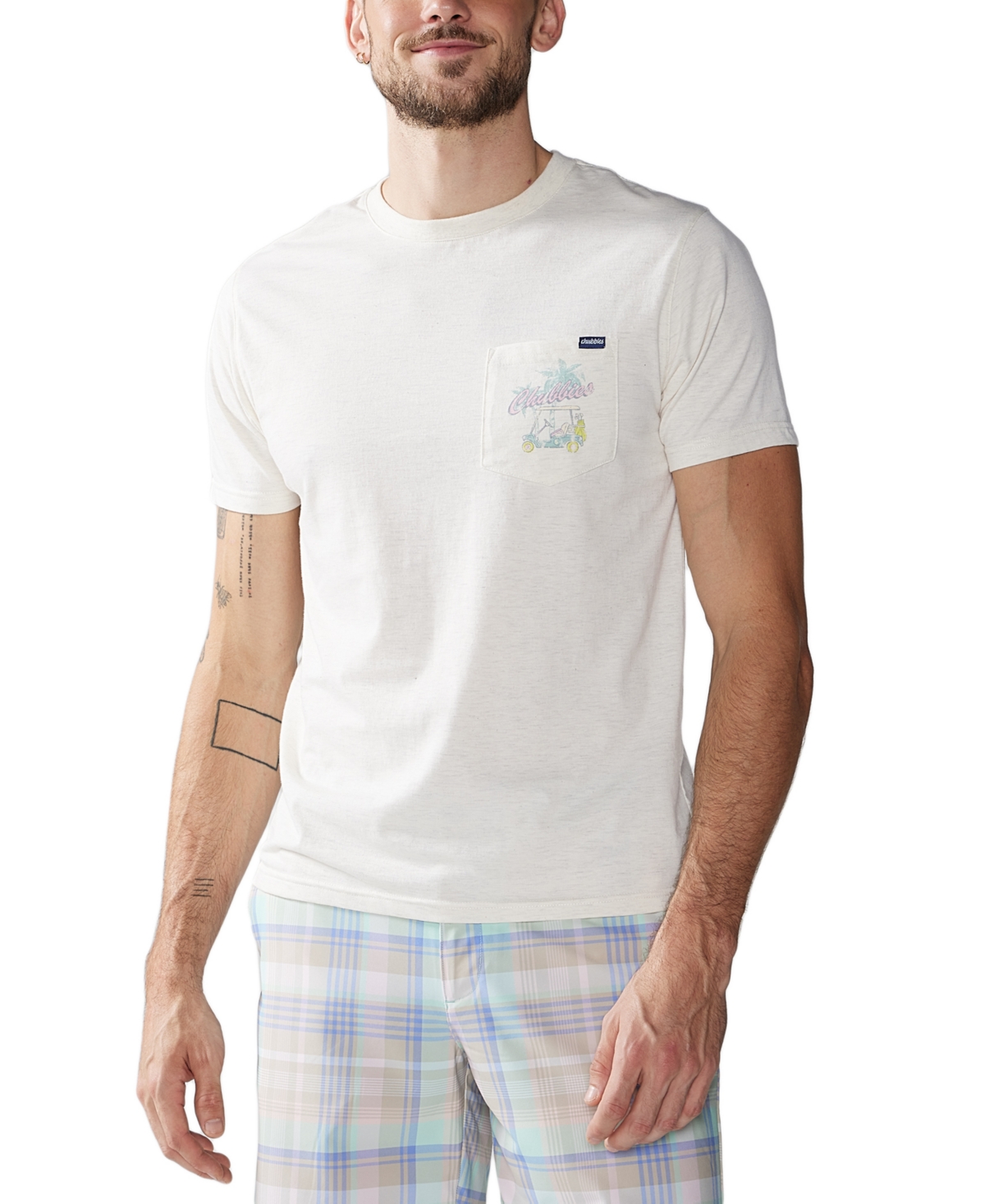 Men's The Par-Tee Logo Graphic Pocket T-Shirt - Off White Heather