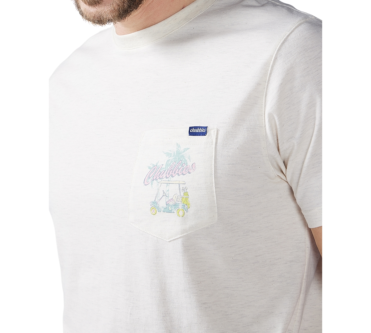 Shop Chubbies Men's The Par-tee Logo Graphic Pocket T-shirt In Off White Heather