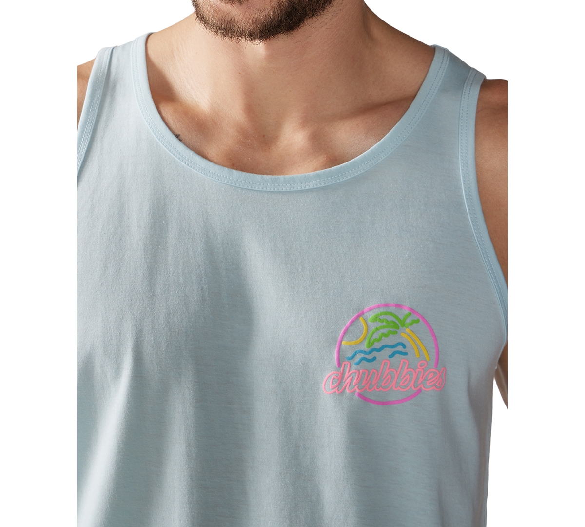 Chubbies Men's The Neon Dream Logo Graphic Tank -Pastel Blue