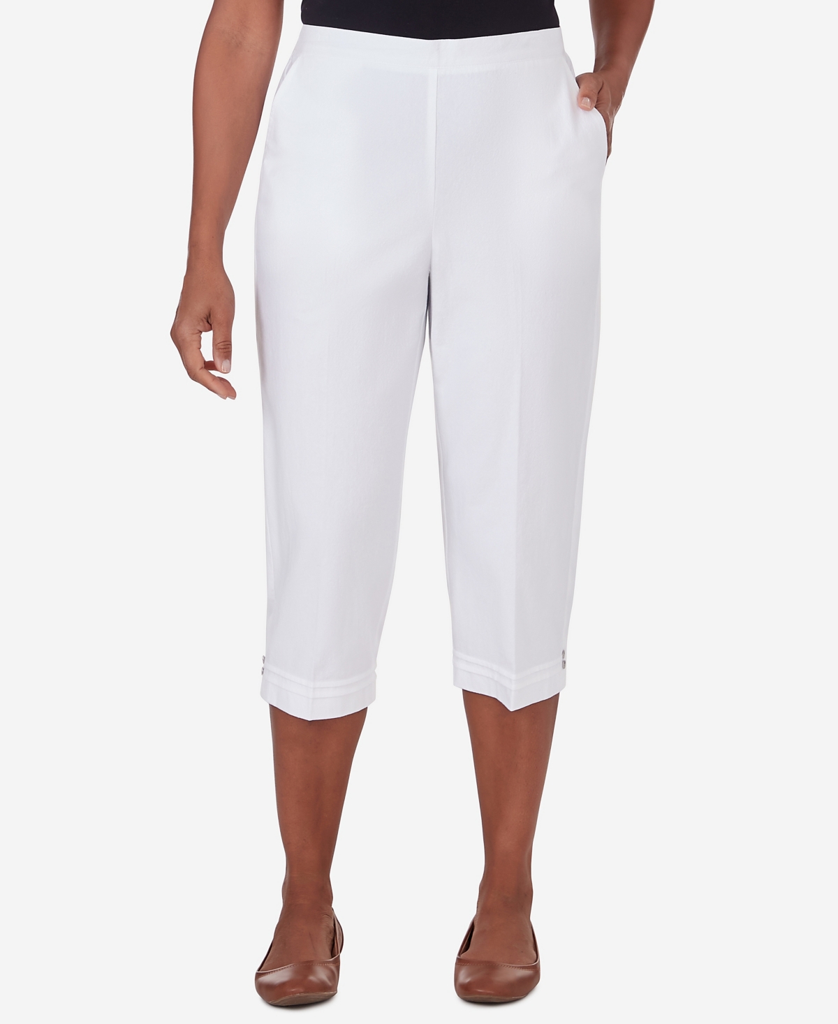 Alfred Dunner Women's Hyannisport Pull-on Capri Pants In White