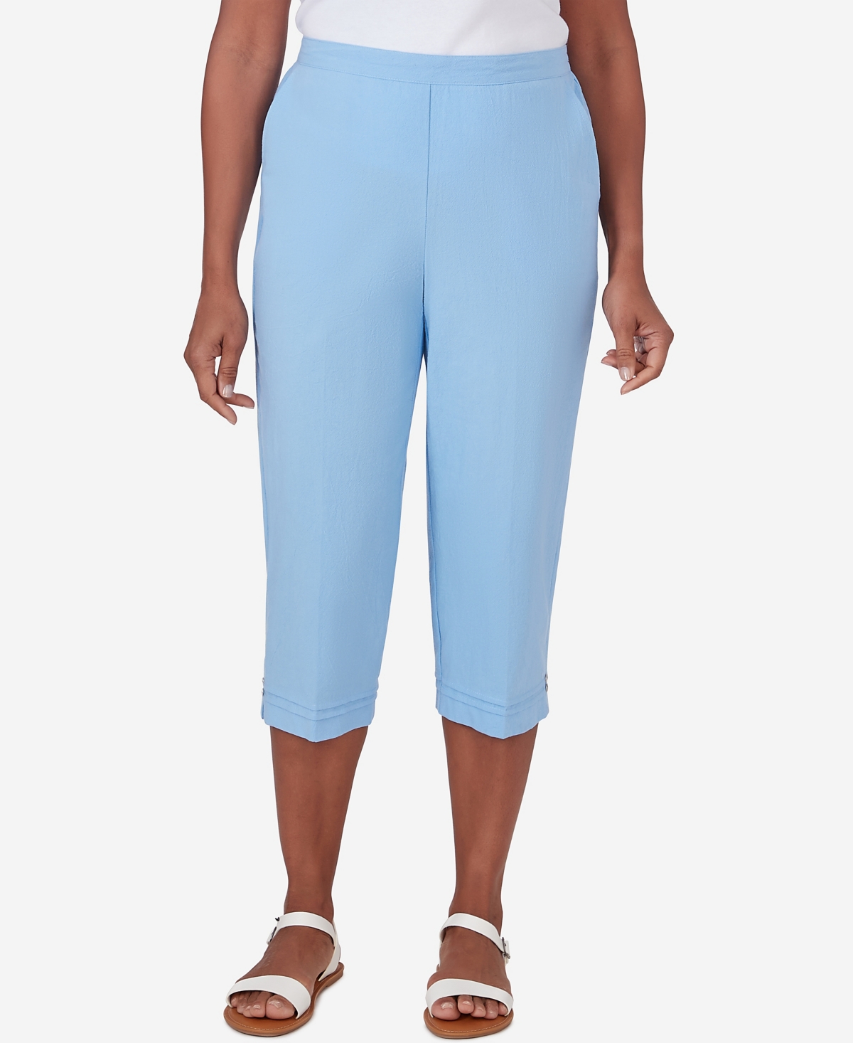 Shop Alfred Dunner Women's Hyannisport Pull-on Capri Pants In Cornflower Blue