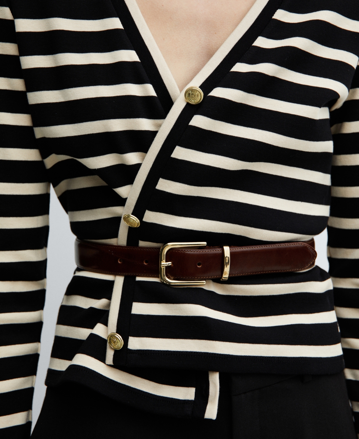Shop Mango Women's Buttons Detail Striped Cardigan In Medium Bro
