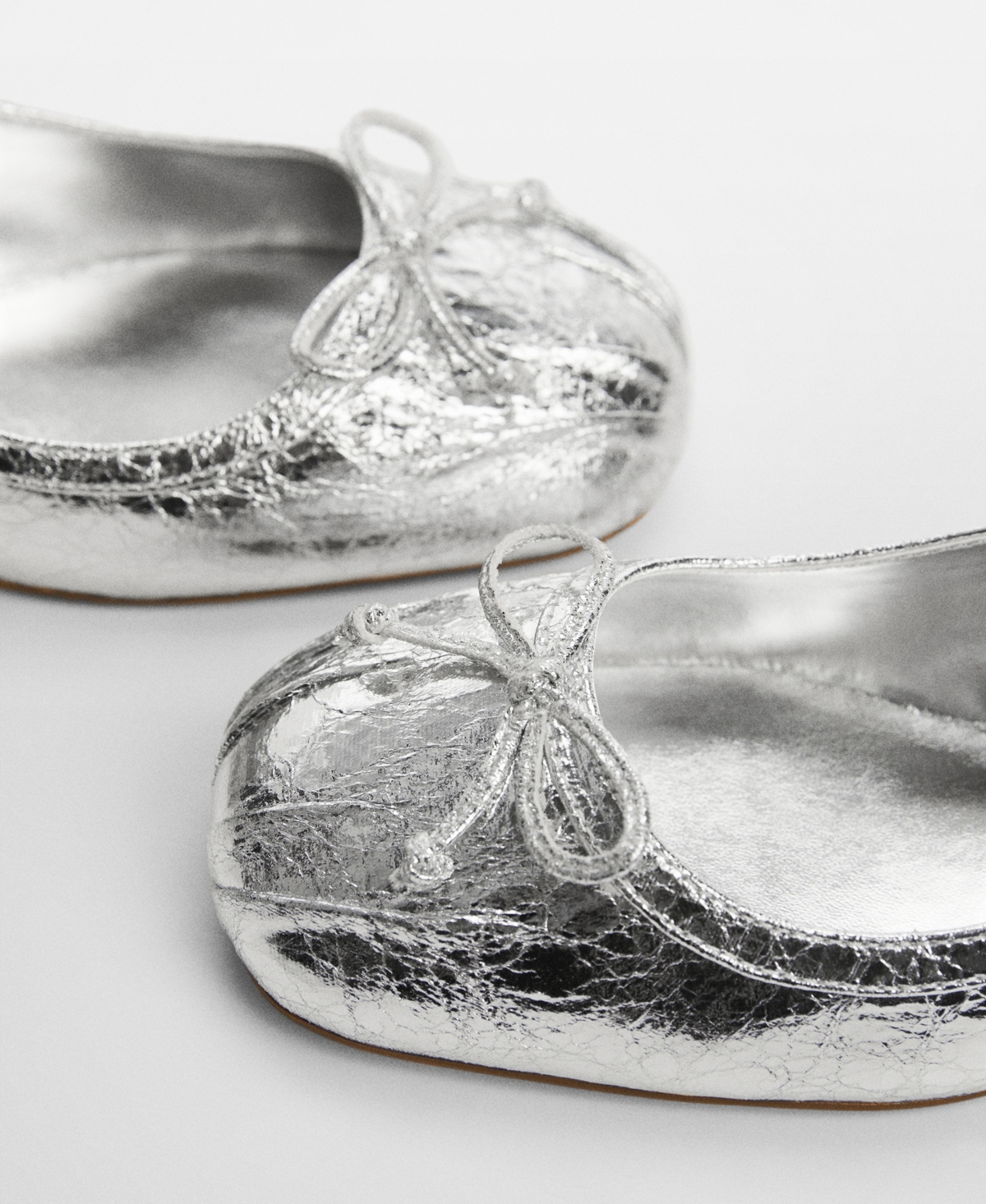 Shop Mango Women's Sling Back Ballerinas In Silver