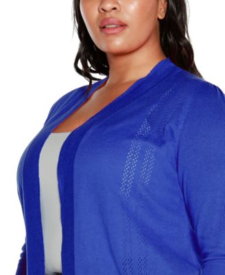 Plus Size 3/4 Sleeve Open Cardigan Sweater