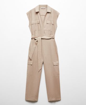Women's Cargo-Style Linen Jumpsuit