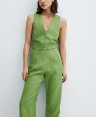 MANGO(マンゴ)☆Belt linen jumpsuit☆SNS大人気 MANGO Women's Belt Linen Jumpsuit - Macy's