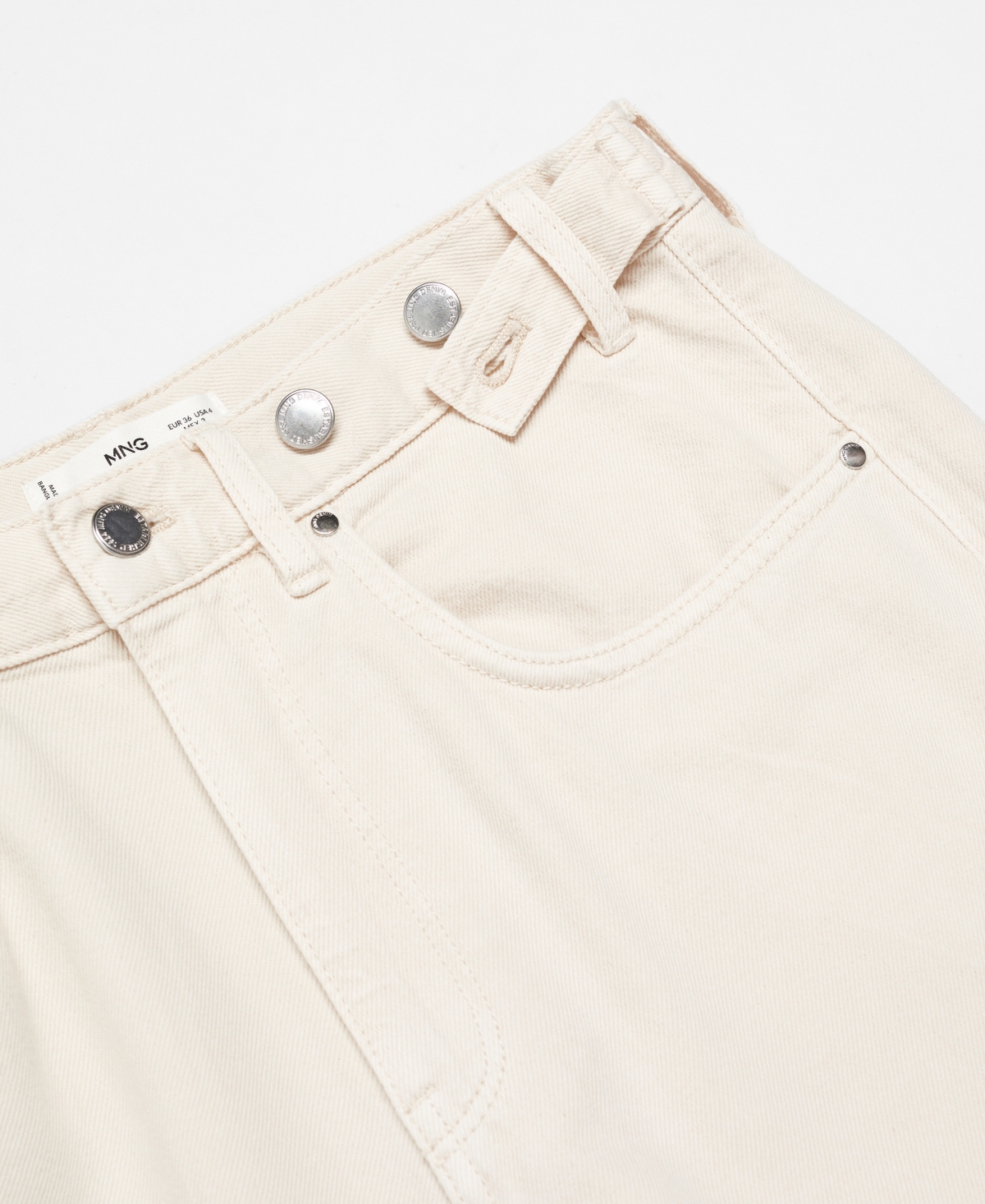 Shop Mango Women's Buttons Detail Wide-leg Jeans In Light Beig