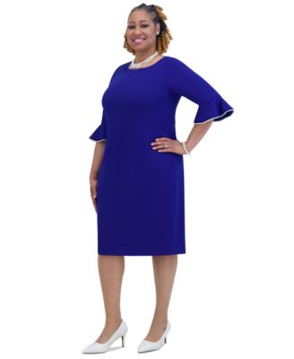 Kat Elbow-Sleeve Ruffled-Cuff Dress