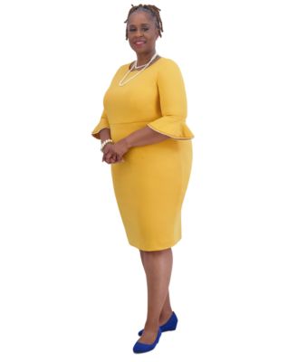 Kat Elbow-Sleeve Ruffled-Cuff Dress