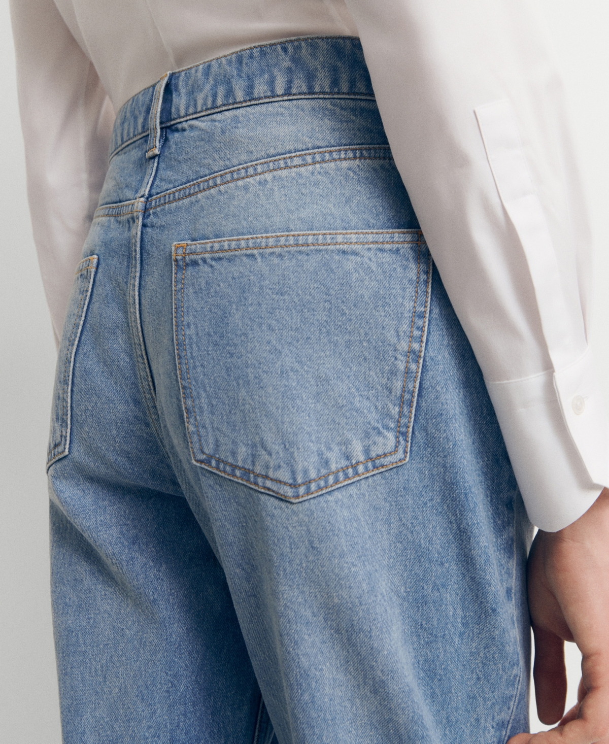 Shop Mango Women's Turned-up Straight Jeans In Open Blue