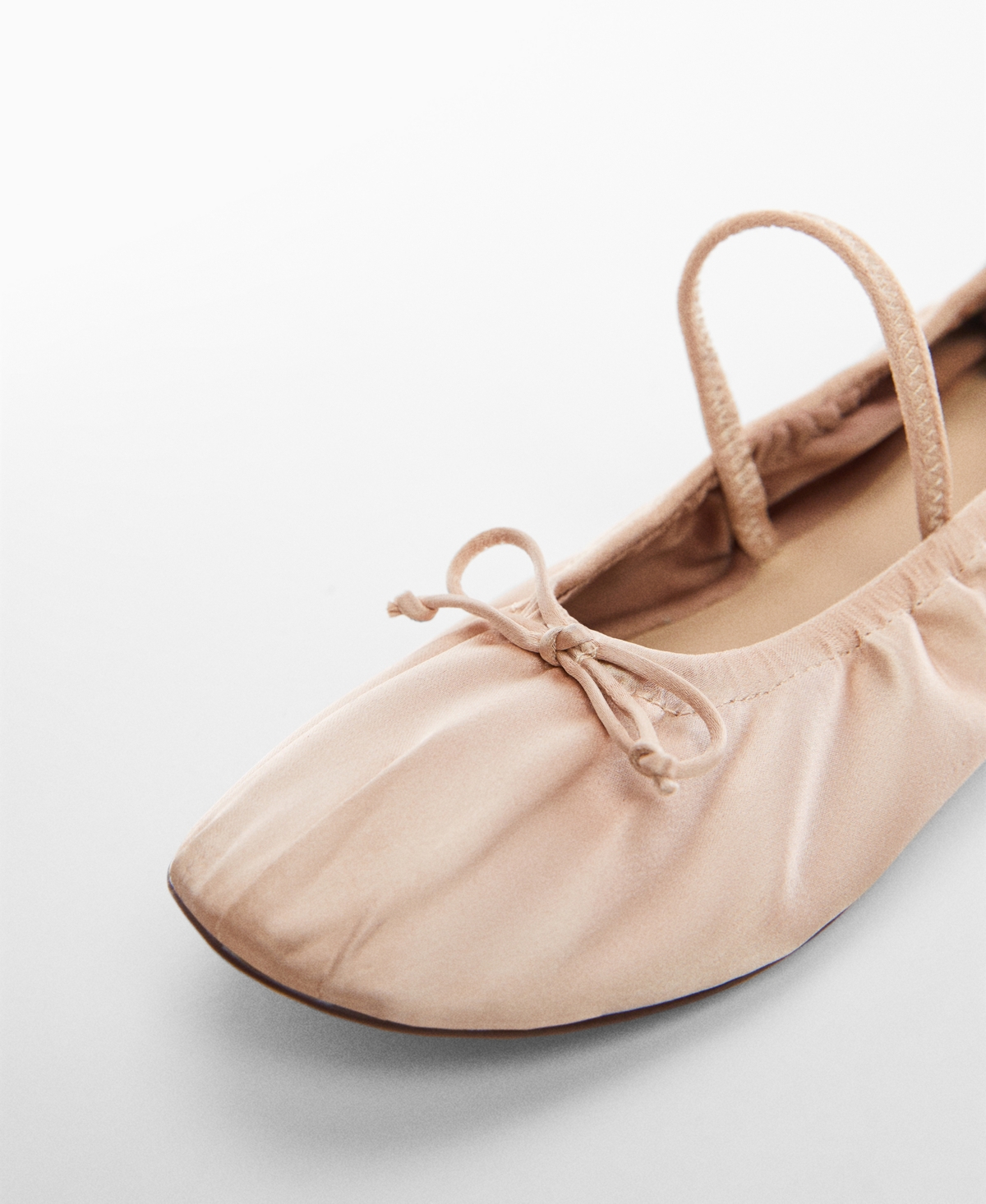 Mango Elastic Satin Ballerinas Beige In Light Beig