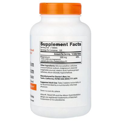 Doctor's Best High Absorption Magnesium – 120 Tablets, Vegan, Gluten-Free, Soy-Free