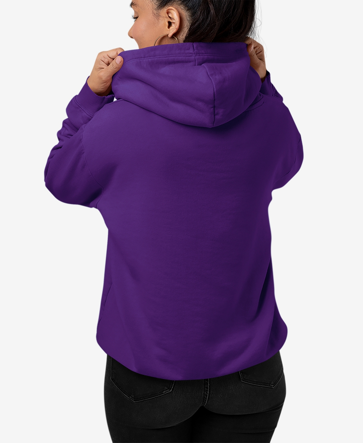 Shop La Pop Art Women's Word Art Proud To Be An American Hooded Sweatshirt In Purple