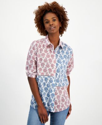 Nautica Jeans - Women's Cotton Patchwork Paisley Shirt