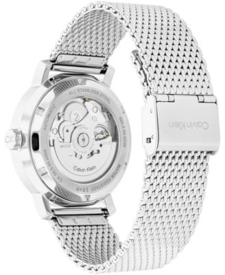 Men's Iconic Automatic Silver Stainless Steel Mesh Watch 40mm