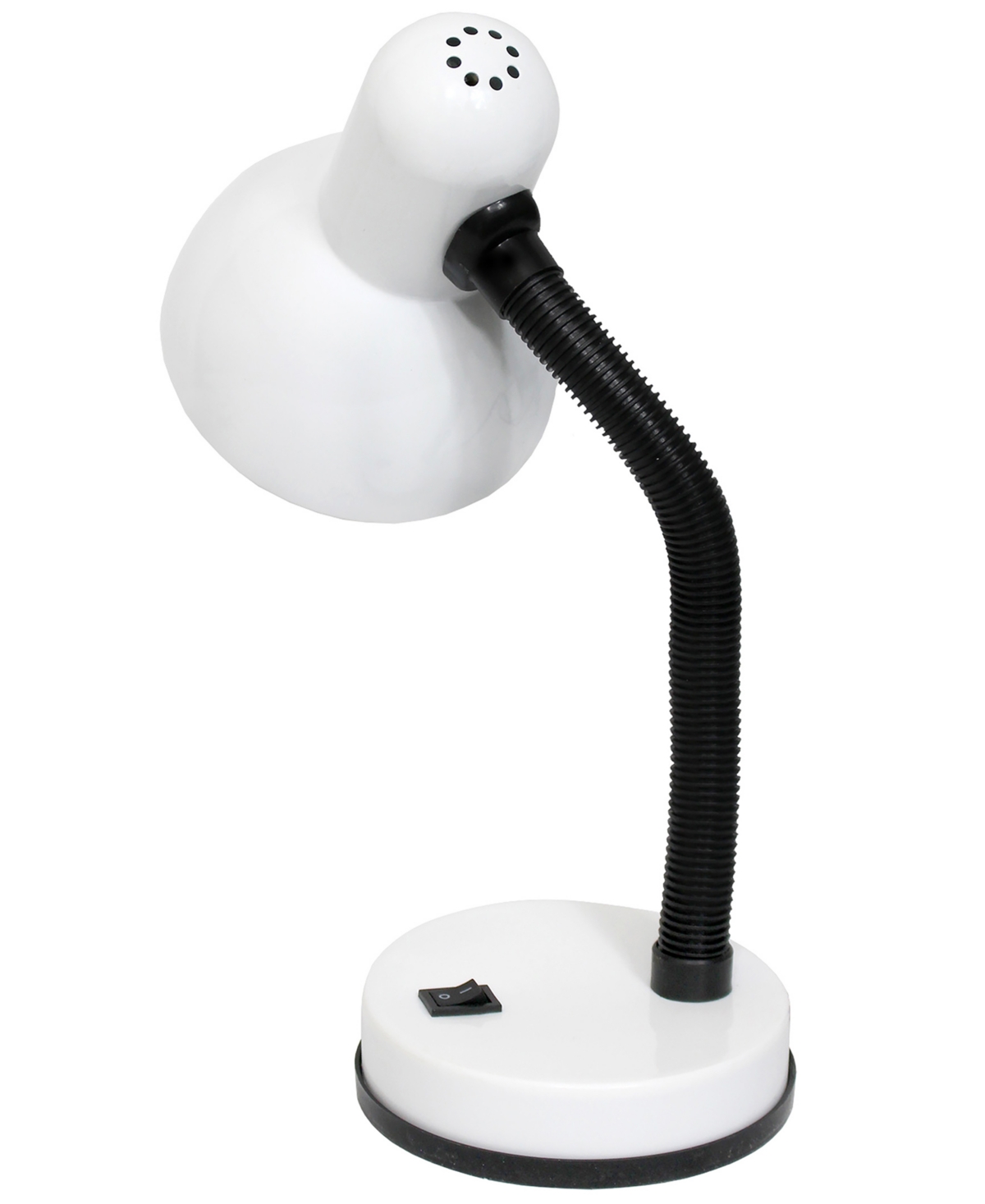 Creekwood Home Essentix 14.25" Traditional Fundamental Metal Desk Task Lamp, Bowl Shaped Shade With Flexible Goosen In White