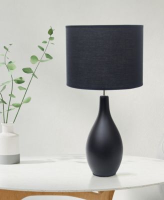 Essentix 18.11" Traditional Standard Ceramic Dewdrop Table Desk Lamp with Matching Fabric Shade 
