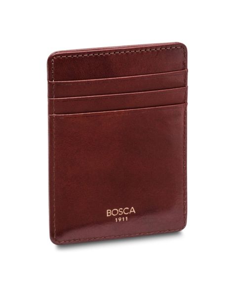 Bosca Men's Old Leather Deluxe Front Pocket Wallet, Dark Brown