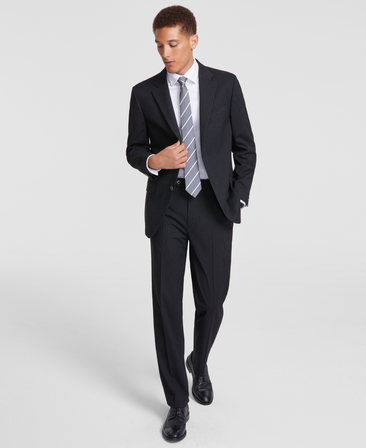 Nautica Men's Modern-fit Stretch Suit In Black Stripe