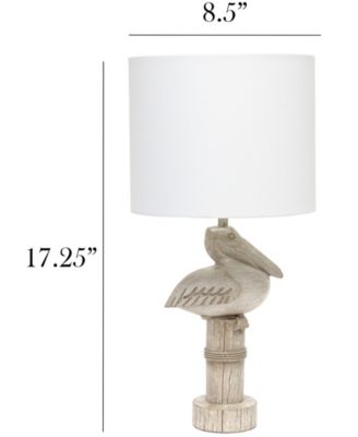 Shoreside 17.25" Tall Coastal Sitting Pelican Beige Wash Polyresin Bedside Table Desk Lamp 